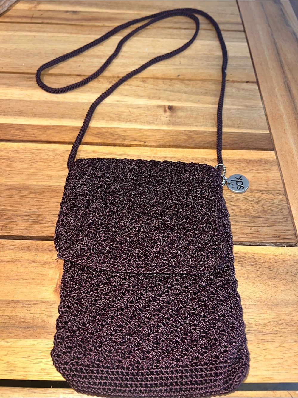 The Sak Hand-Crocheted Brown Crossbody Bag - Compact Everyday Shoulder Purse